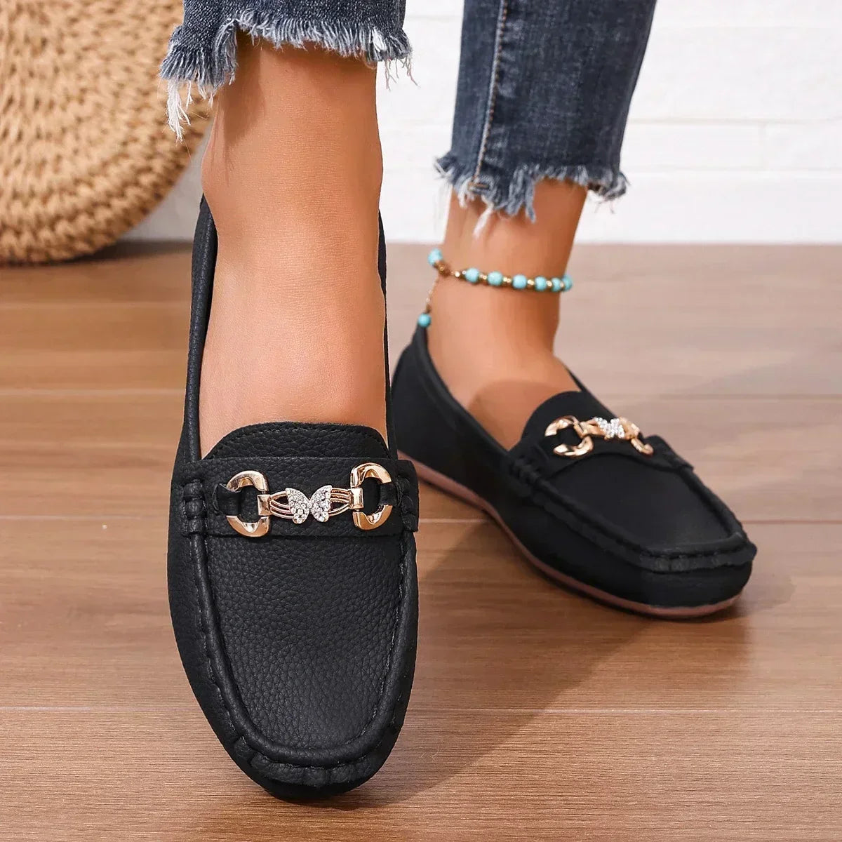Dam Loafers för Sommaren Slip-On Dämpad Innersula Fjärilsdetalj