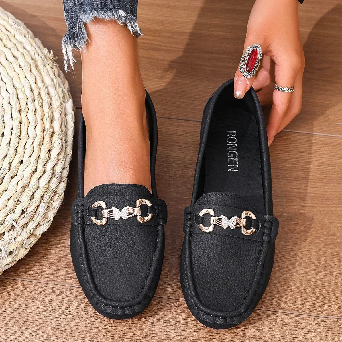 Dam Loafers för Sommaren Slip-On Dämpad Innersula Fjärilsdetalj