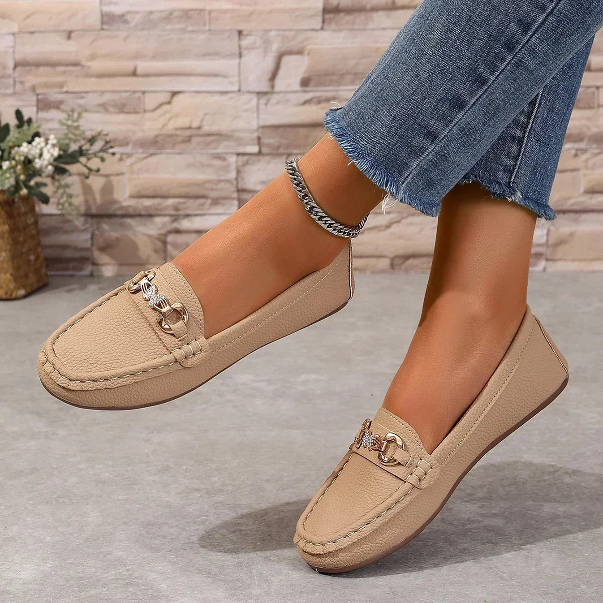 Dam Loafers för Sommaren Slip-On Dämpad Innersula Fjärilsdetalj