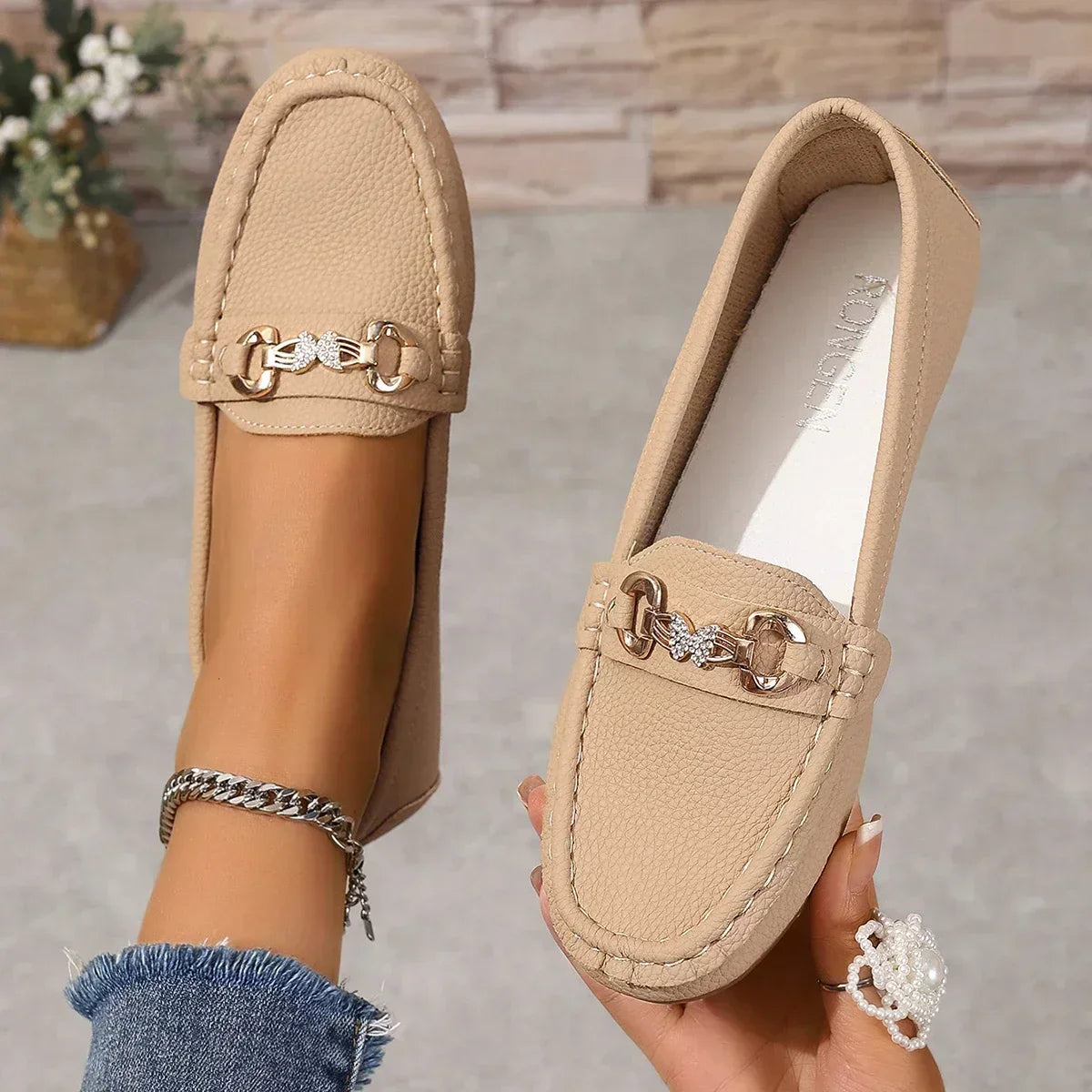 Dam Loafers för Sommaren Slip-On Dämpad Innersula Fjärilsdetalj
