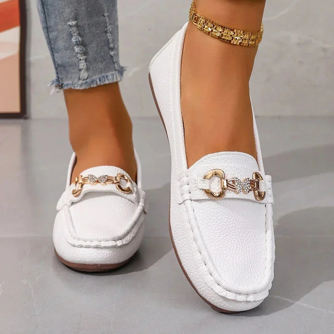 Dam Loafers för Sommaren Slip-On Dämpad Innersula Fjärilsdetalj