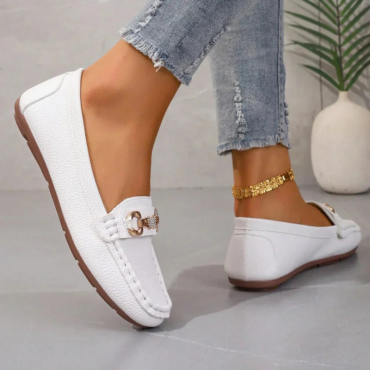 Dam Loafers för Sommaren Slip-On Dämpad Innersula Fjärilsdetalj