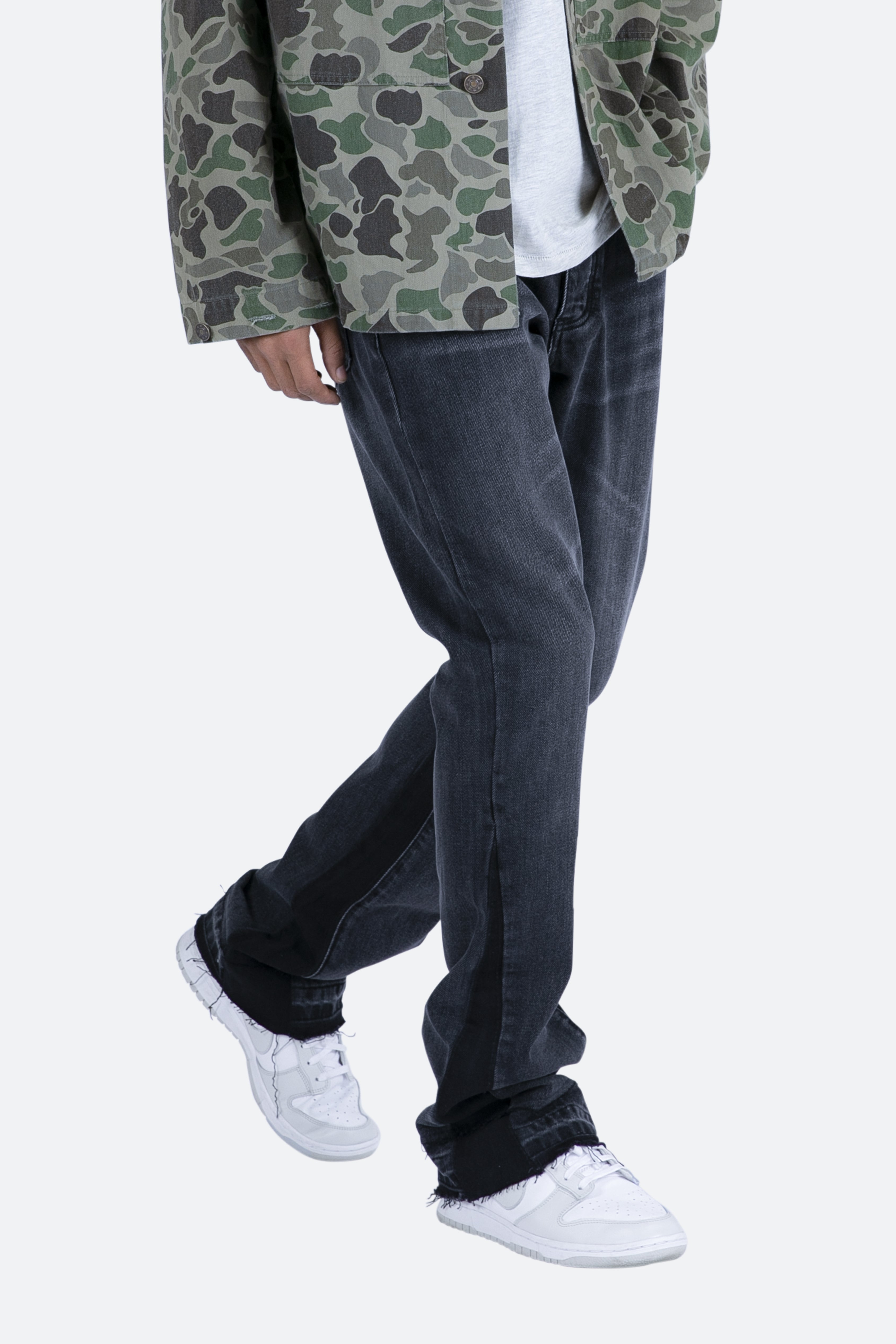 Svarta Utsvängda Jeans För Män
