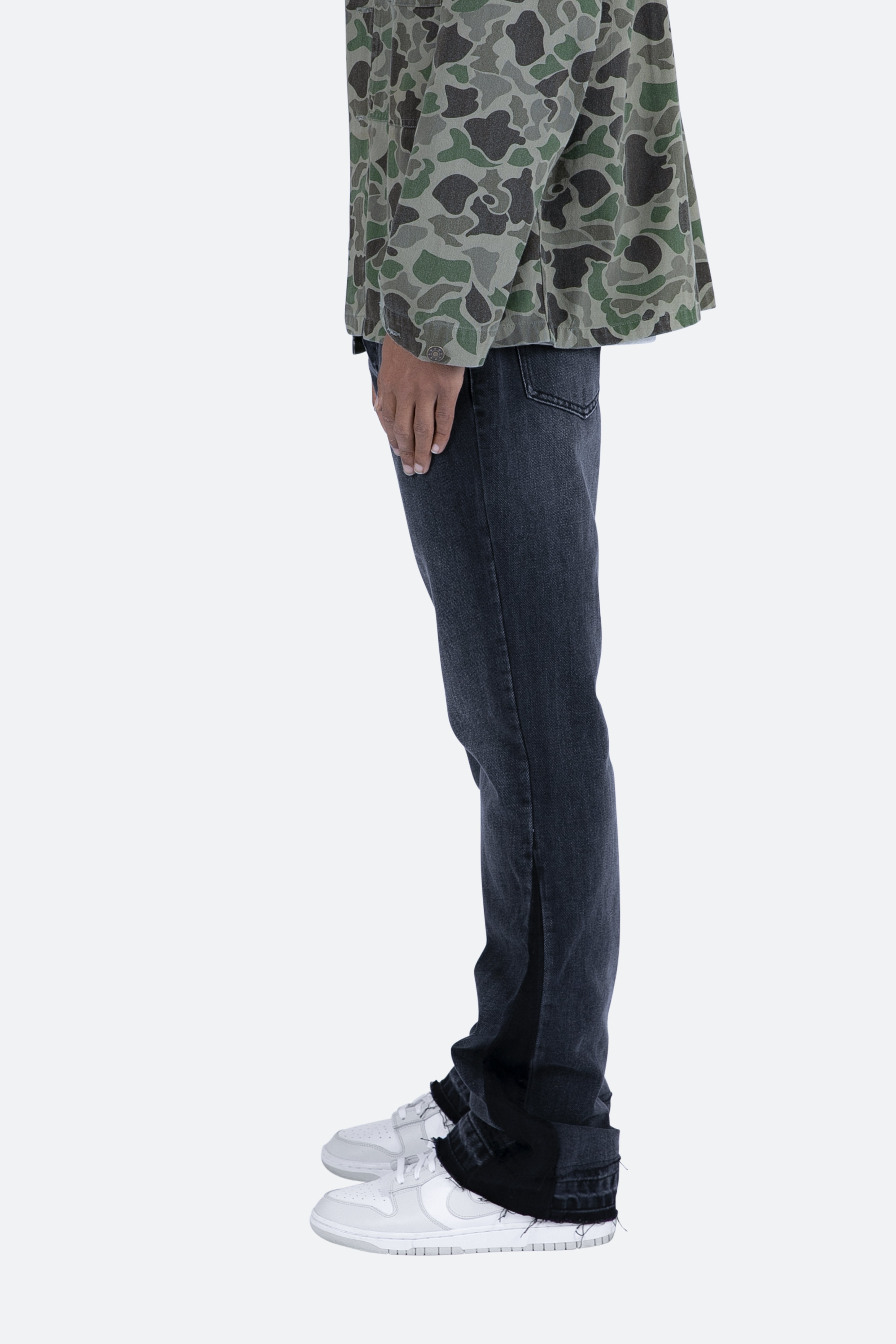 Svarta Utsvängda Jeans För Män