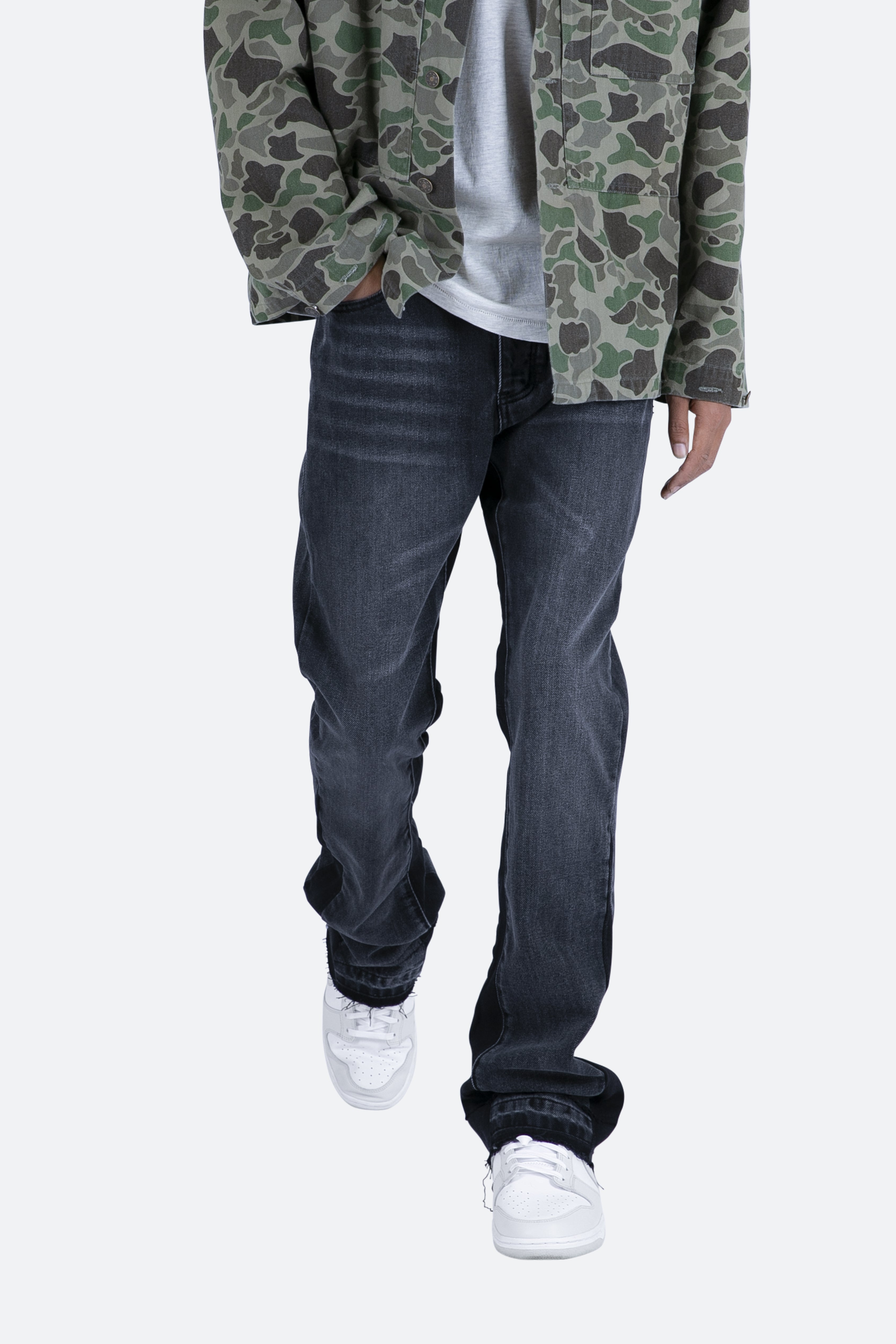 Svarta Utsvängda Jeans För Män