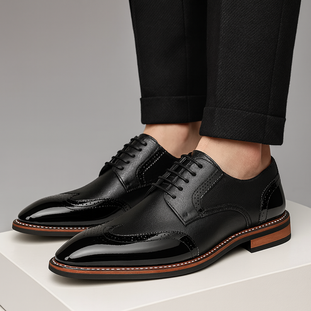 Herrskor Brogue Wingtip Detaljerad Finish