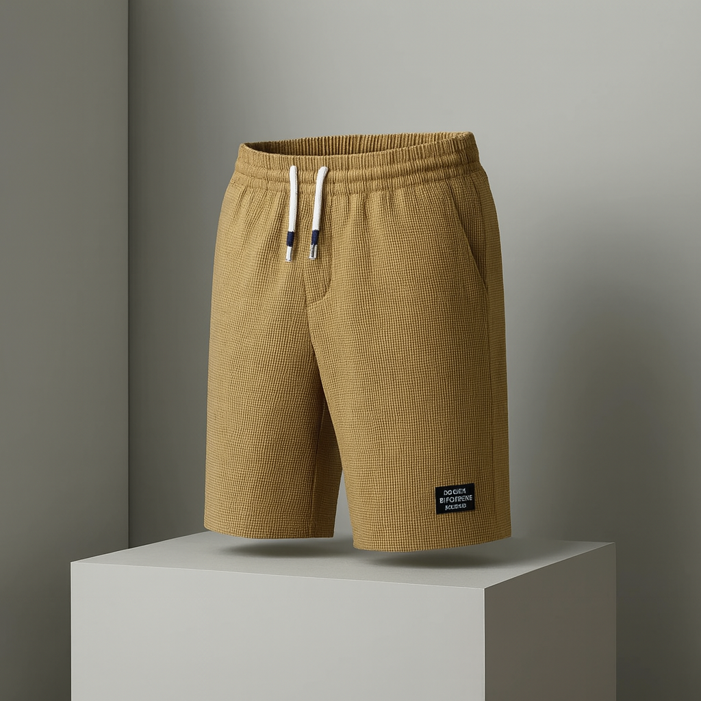 Herrshorts med Vaffelstruktur, Resårlinning, Dragsko och Sidosömsfickor