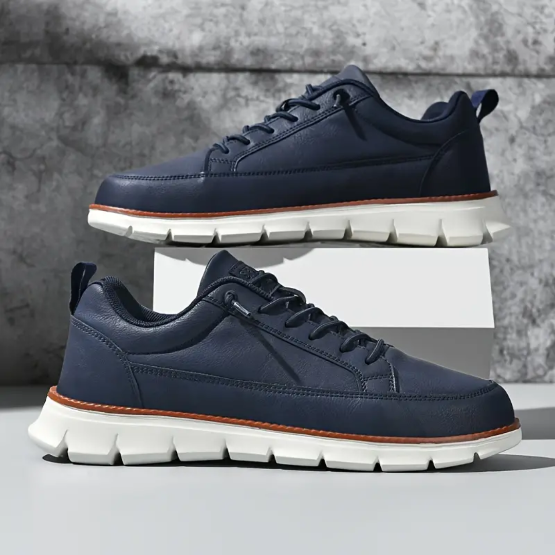 Sneakers För Herr Med Slät Överdel, Snörning Och Flexibel Sula