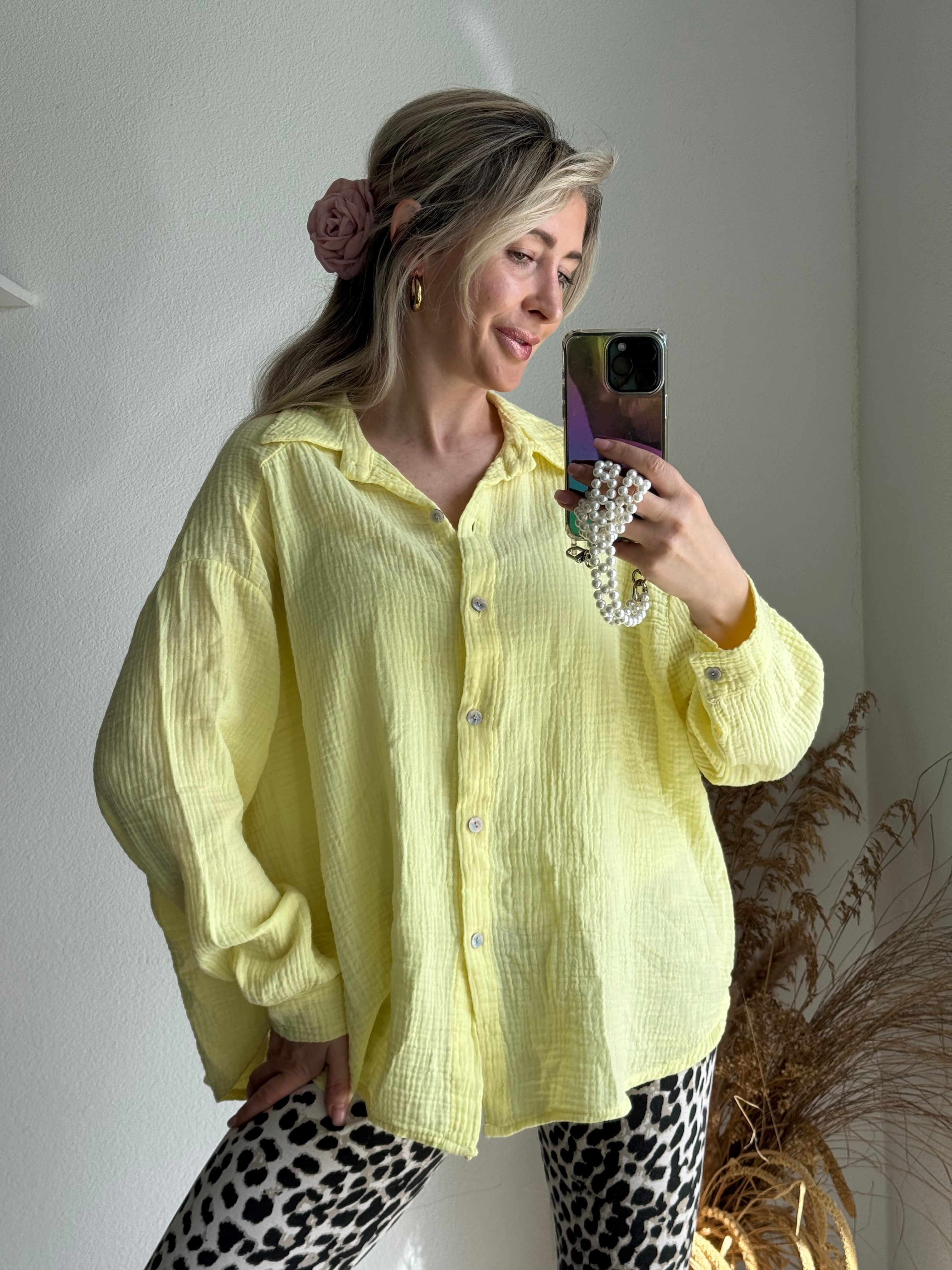 Damblus Musselin OverStorlek Loose Fit Pastellgul
