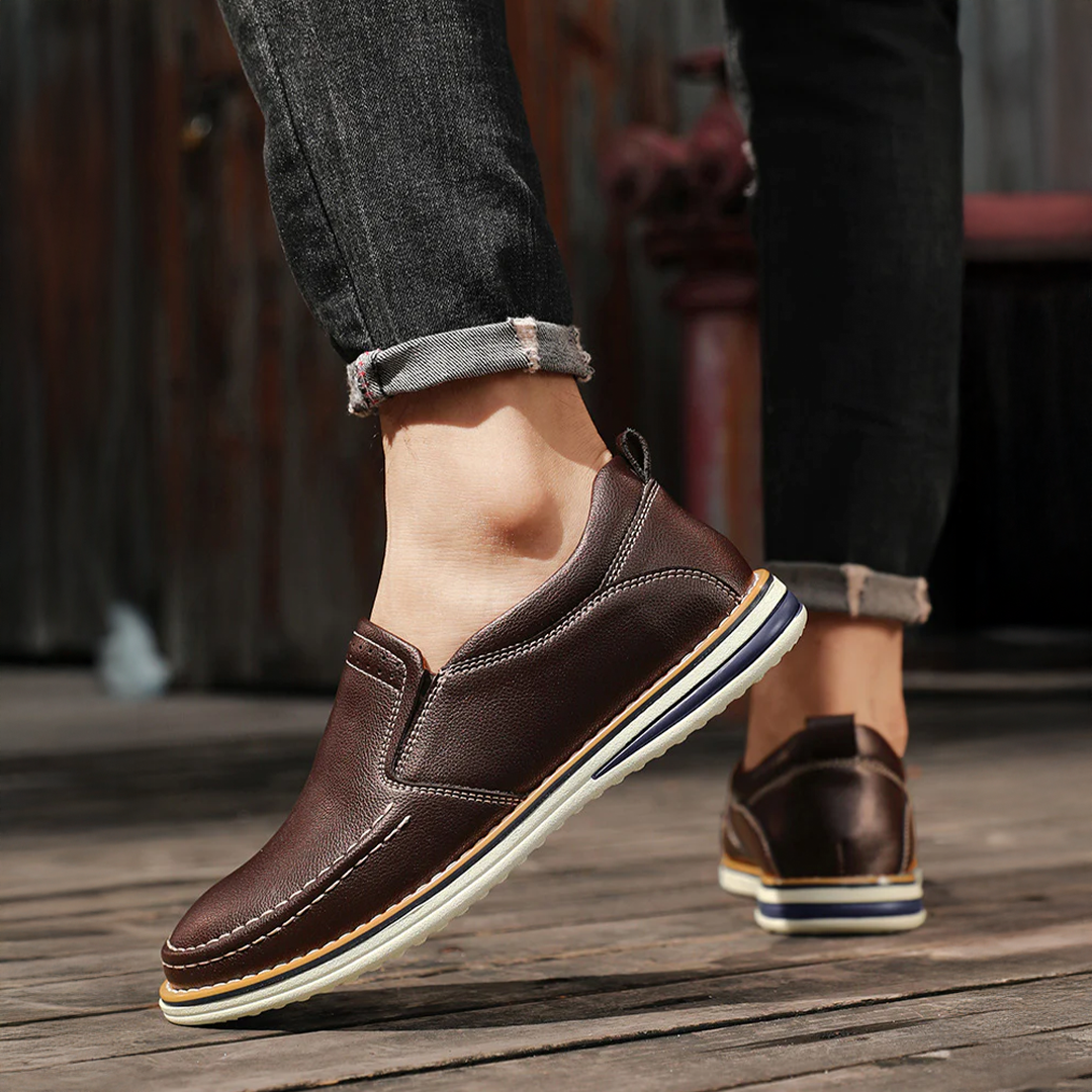 Herr Slip-on Loafers Hand sydda Elastiska Paneler Flexibel Sula