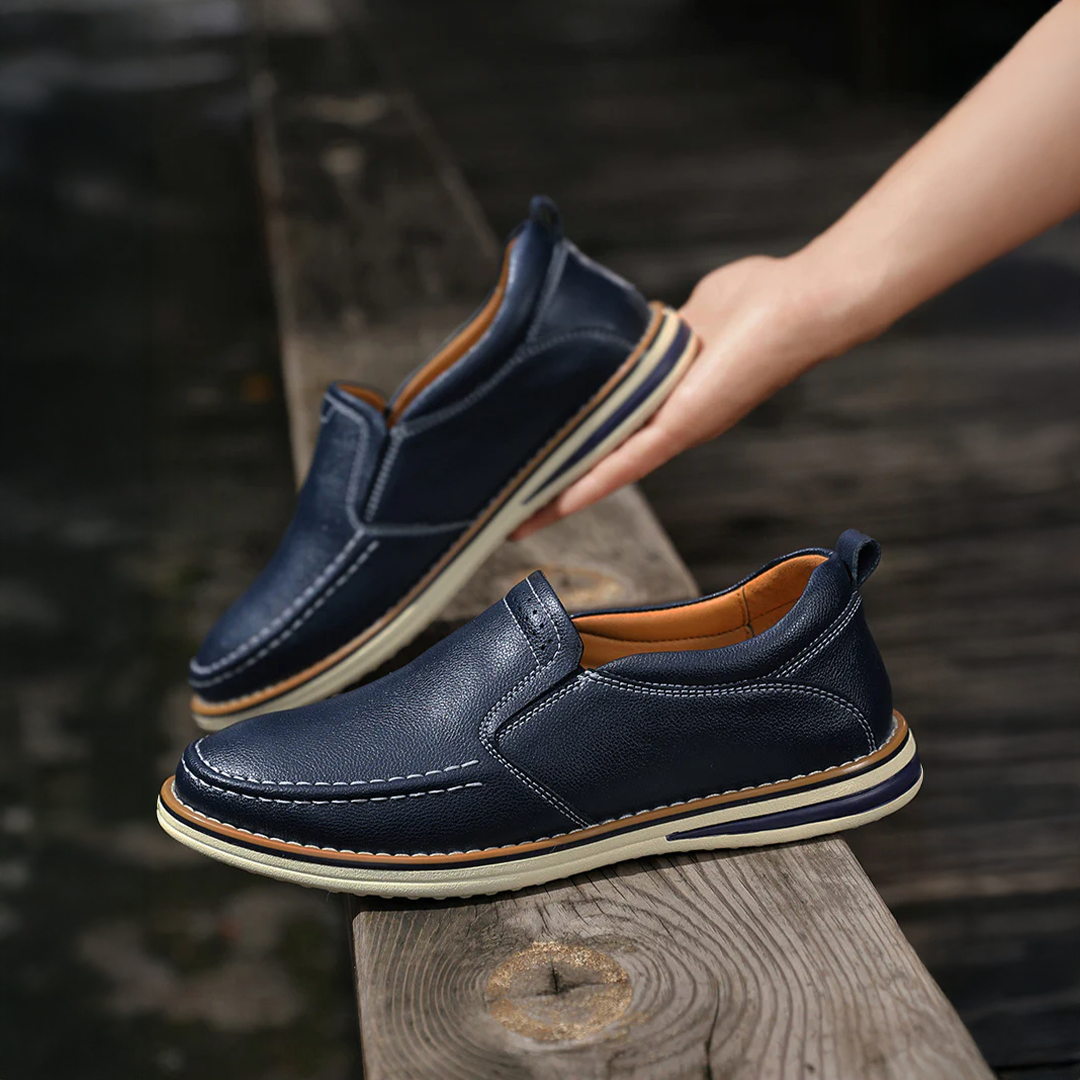 Herr Slip-on Loafers Hand sydda Elastiska Paneler Flexibel Sula