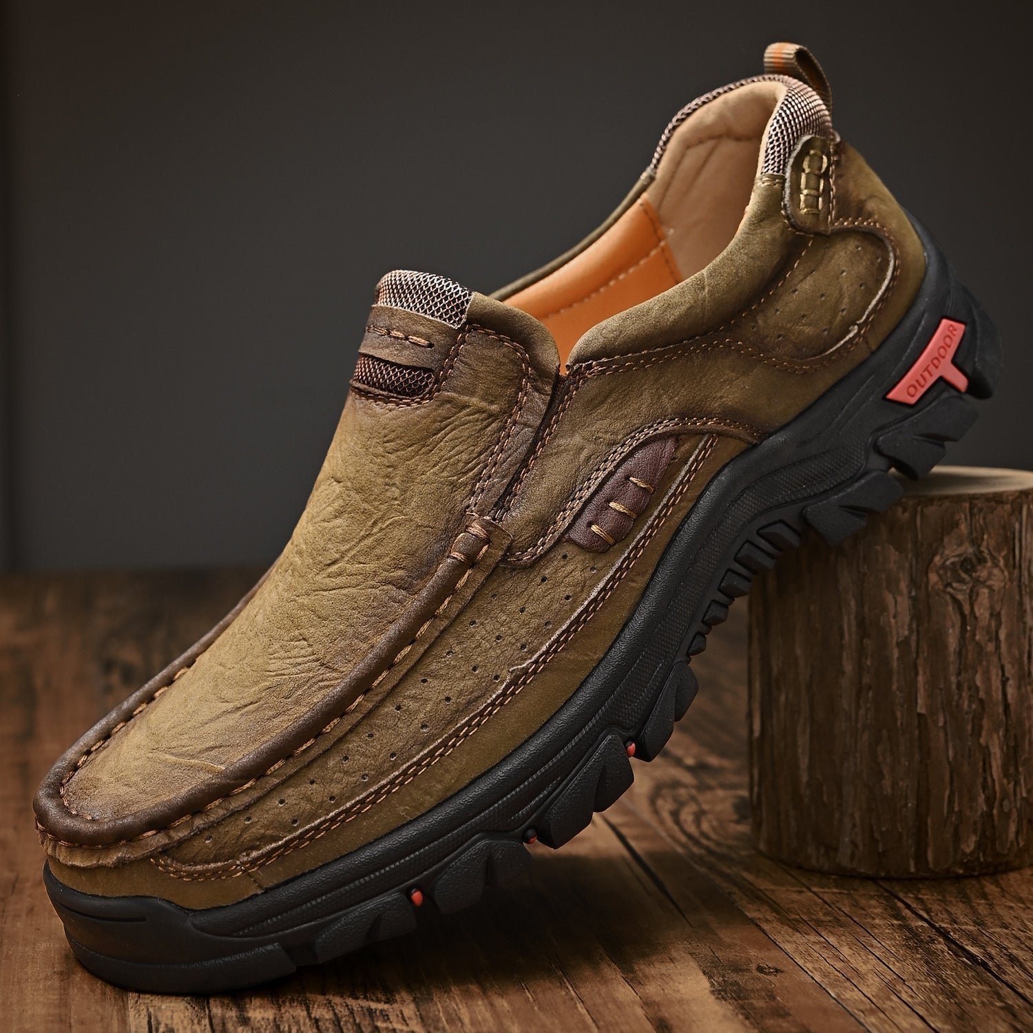 Ortopediska Slip-On-Promenadskor För Män, Stöd För Hålfoten Och Halkfri Sula – Läderlook