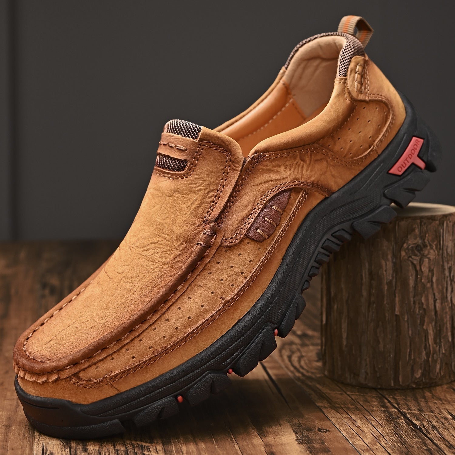 Ortopediska Slip-On-Promenadskor För Män, Stöd För Hålfoten Och Halkfri Sula – Läderlook