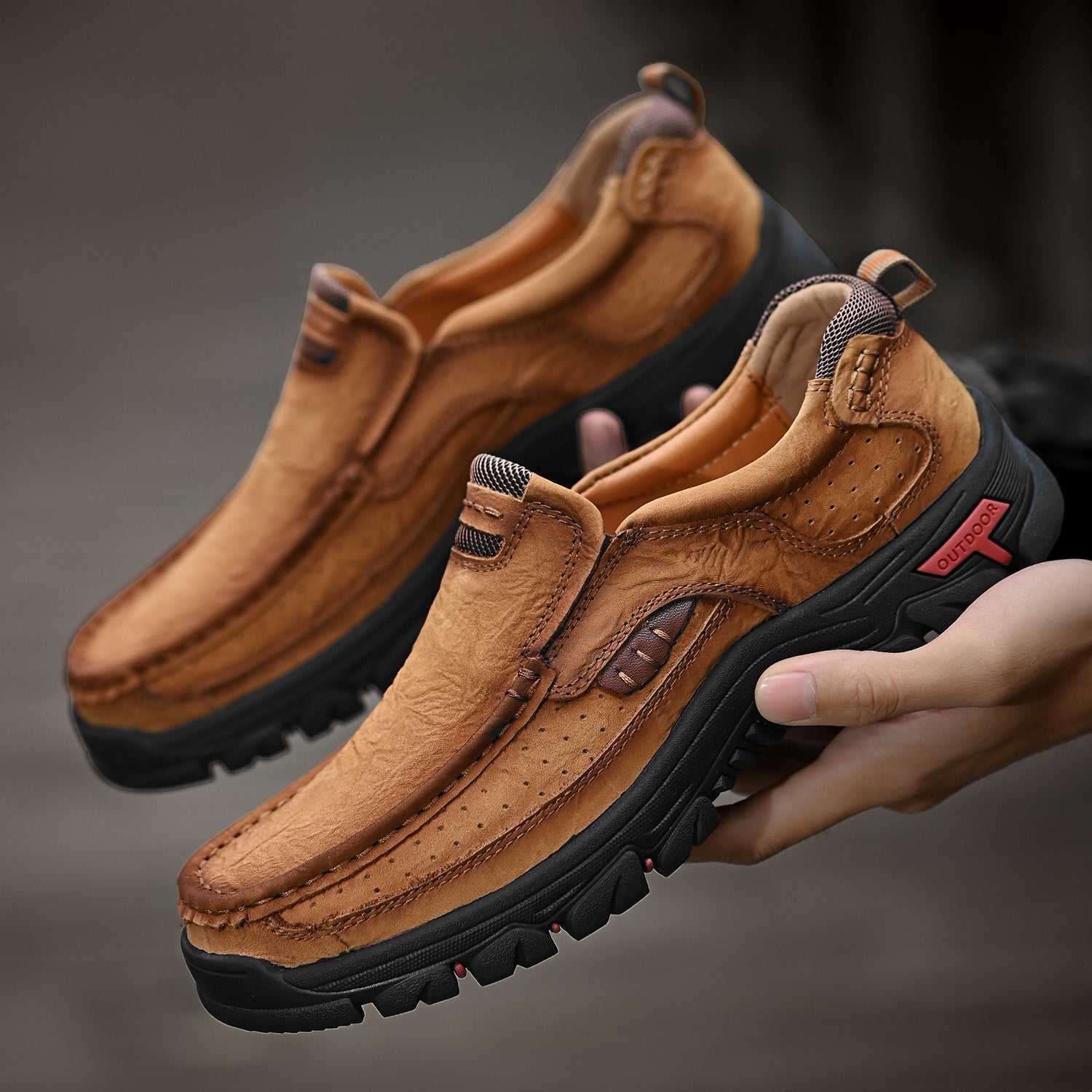 Ortopediska Slip-On-Promenadskor För Män, Stöd För Hålfoten Och Halkfri Sula – Läderlook