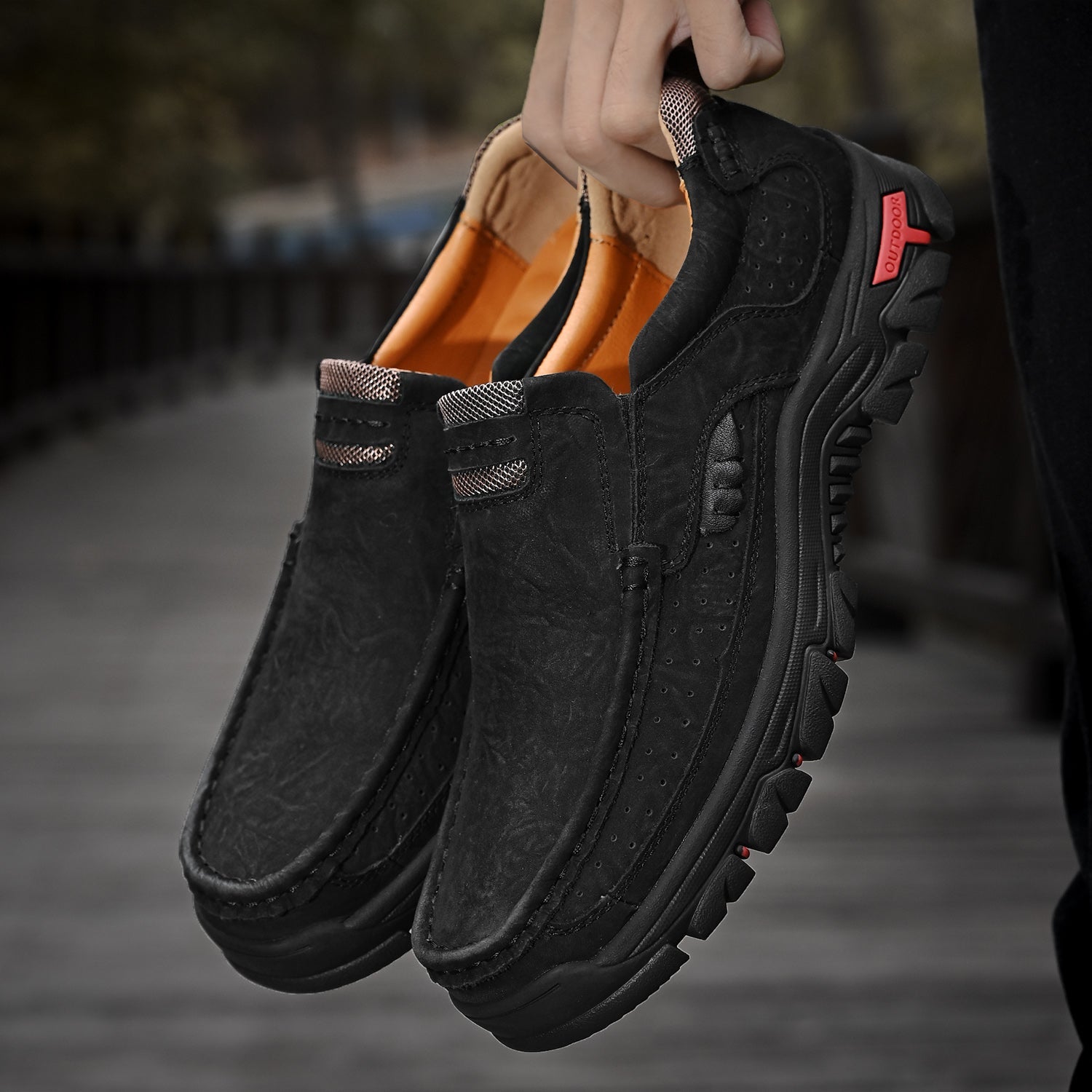 Ortopediska Slip-On-Promenadskor För Män, Stöd För Hålfoten Och Halkfri Sula – Läderlook