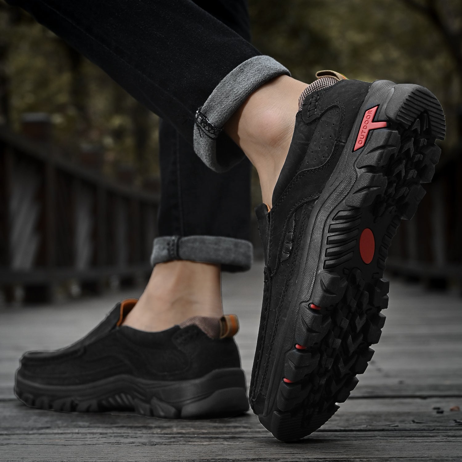 Ortopediska Slip-On-Promenadskor För Män, Stöd För Hålfoten Och Halkfri Sula – Läderlook