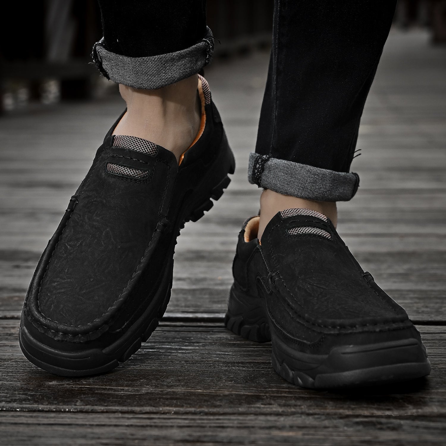 Ortopediska Slip-On-Promenadskor För Män, Stöd För Hålfoten Och Halkfri Sula – Läderlook