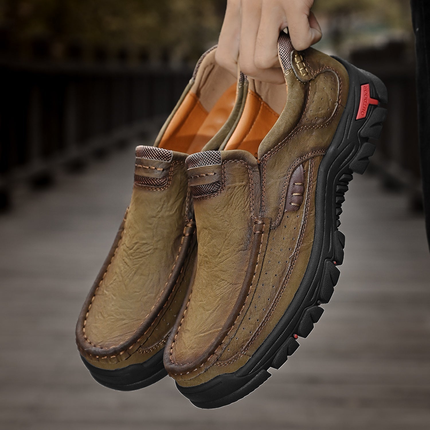 Ortopediska Slip-On-Promenadskor För Män, Stöd För Hålfoten Och Halkfri Sula – Läderlook