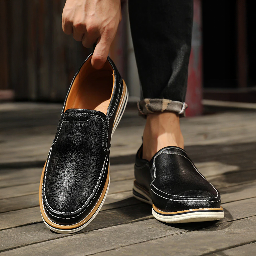 Herr Slip-on Loafers Hand sydda Elastiska Paneler Flexibel Sula