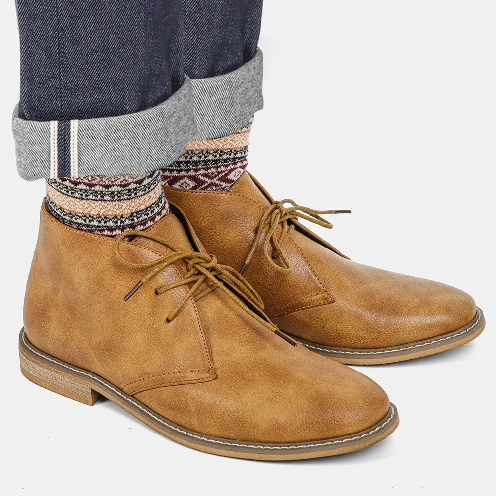 Chukka Boots för Herr med Handsydd Ovandel, Vadderad Innersula och Gummiyttersula