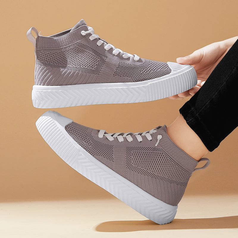 Herr Höga Sneakers Stickad Ovandel Ortopedisk Innersula Utan Knytning Snörning
