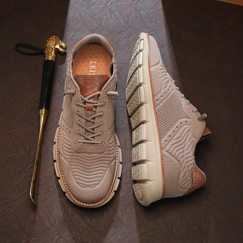 Herrsneakers I Mesh Och Läder För Casualbruk, Trek