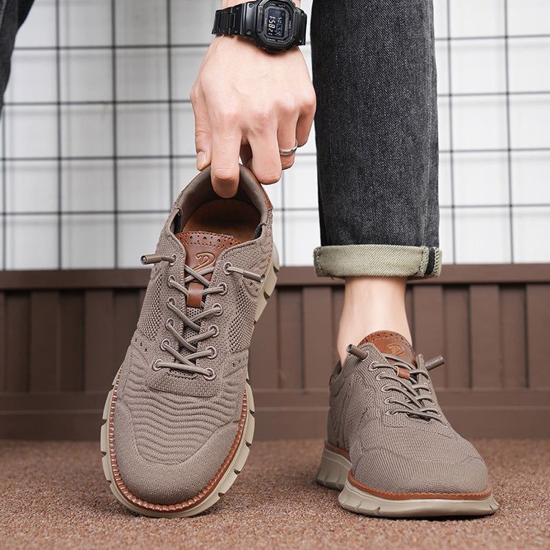 Herrsneakers I Mesh Och Läder För Casualbruk, Trek