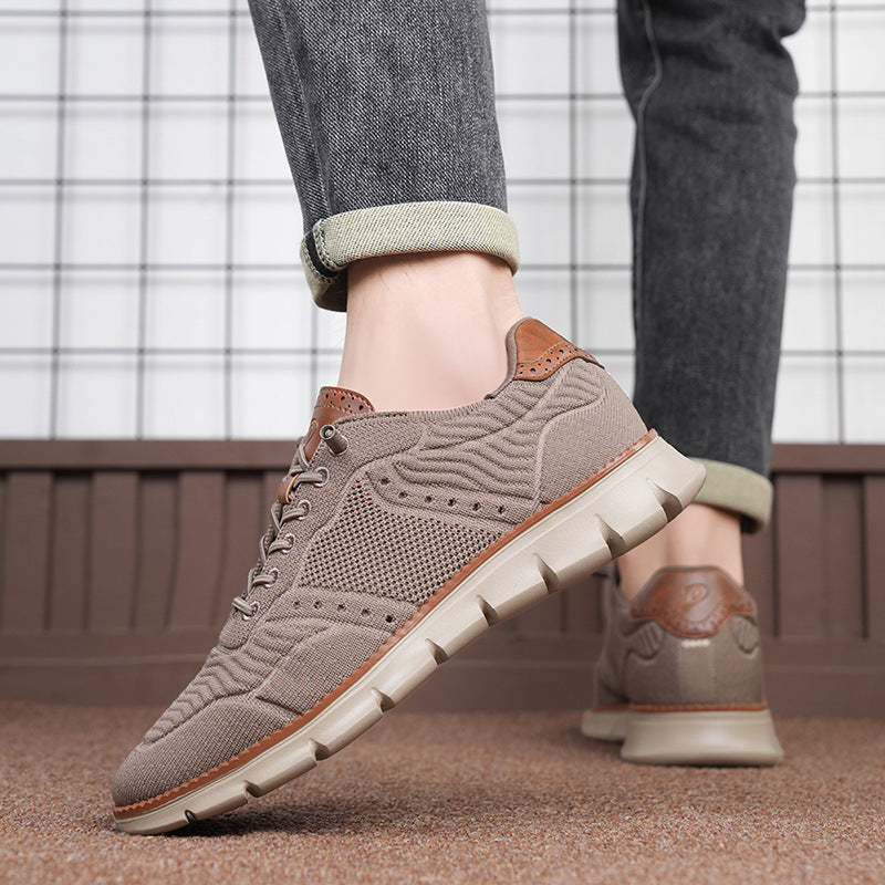 Herrsneakers I Mesh Och Läder För Casualbruk, Trek