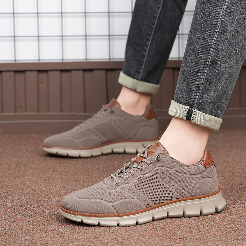 Herrsneakers I Mesh Och Läder För Casualbruk, Trek
