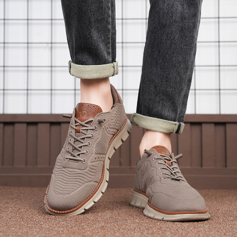 Herrsneakers I Mesh Och Läder För Casualbruk, Trek