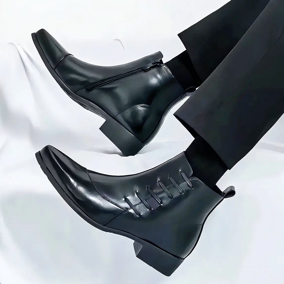 Herrboots med Snörning och Dragkedja på Sidan