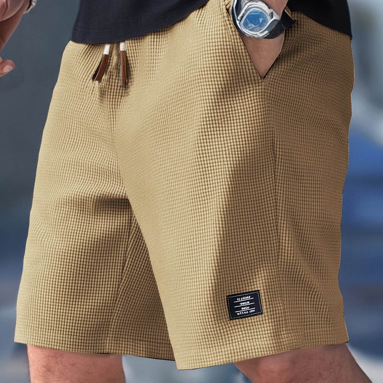 Herrshorts med Dragsko i Midjan och Funktionella Fickor