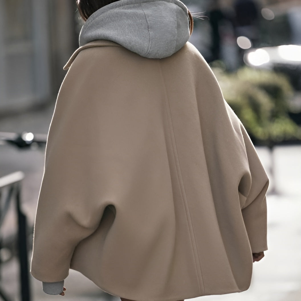 Dam Vinter Oversized Kappa Med Knäppning Och Mjuk Insida