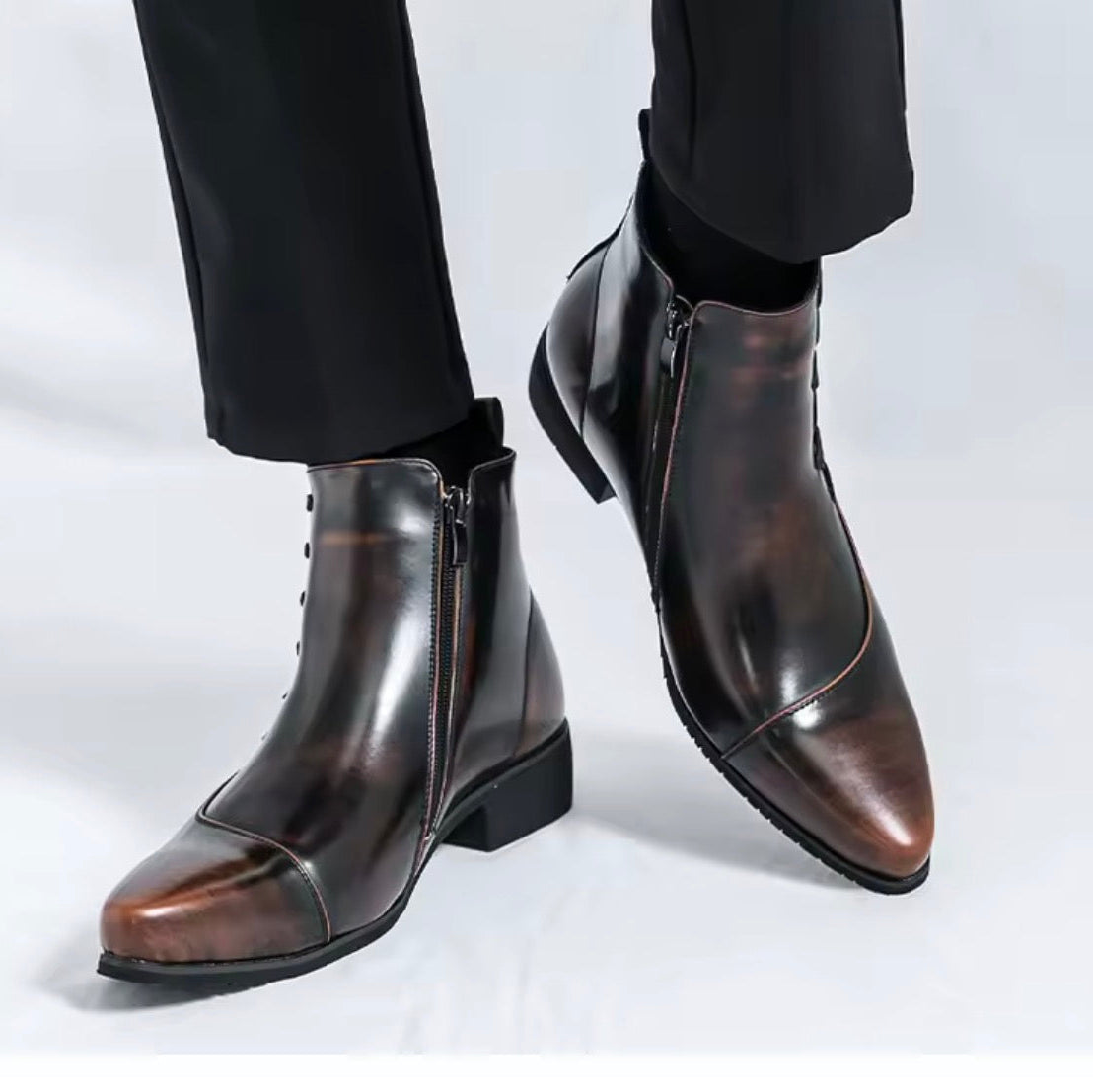 Herrboots med Snörning och Dragkedja på Sidan
