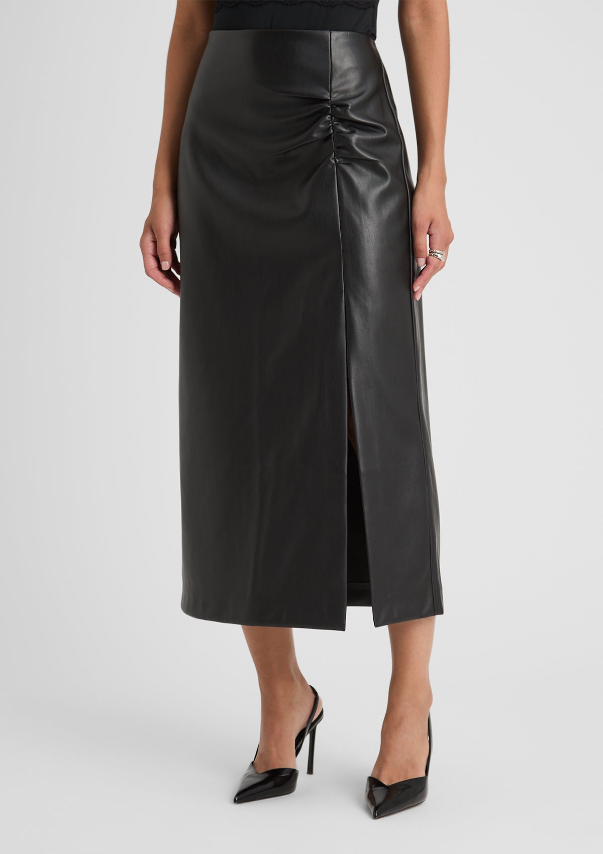 Höstpennkjol I Konstläder För Kvinnor, 3/4-Lång, Slim Fit