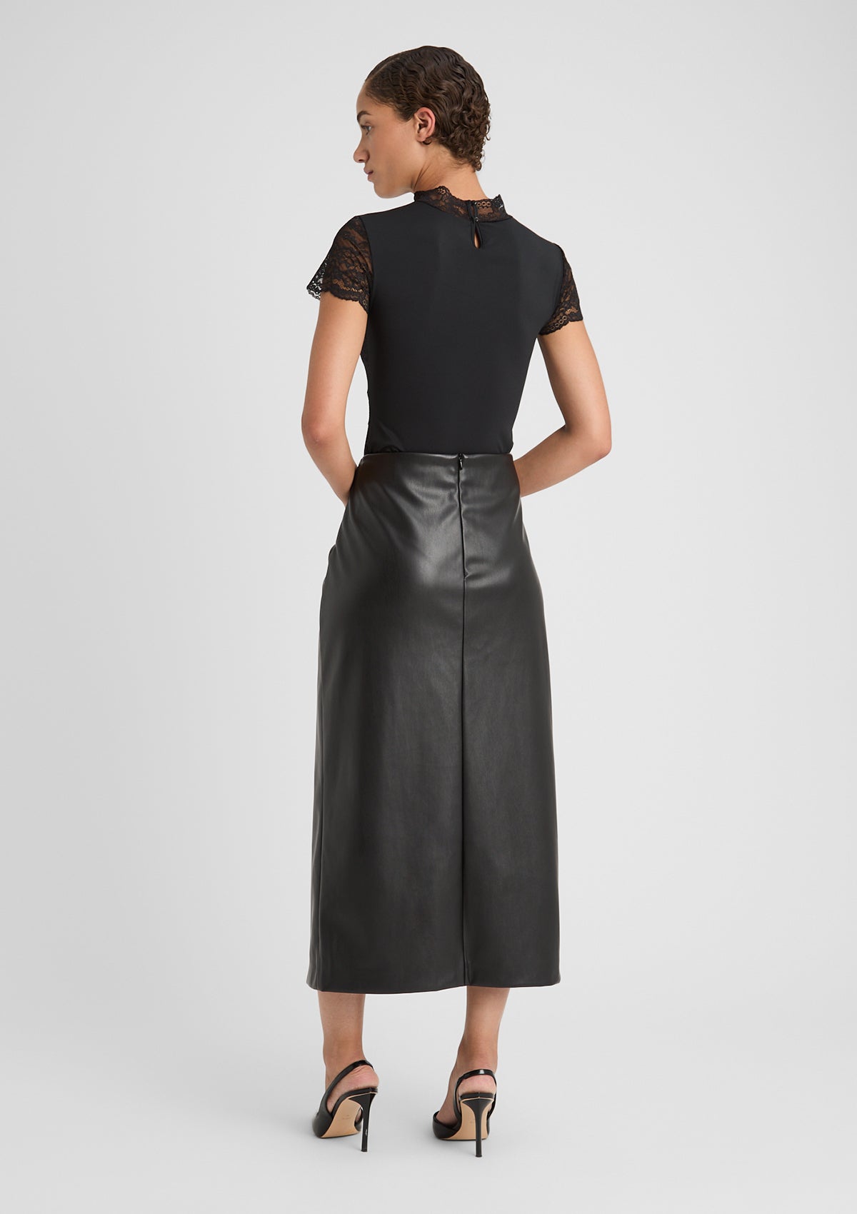 Höstpennkjol I Konstläder För Kvinnor, 3/4-Lång, Slim Fit