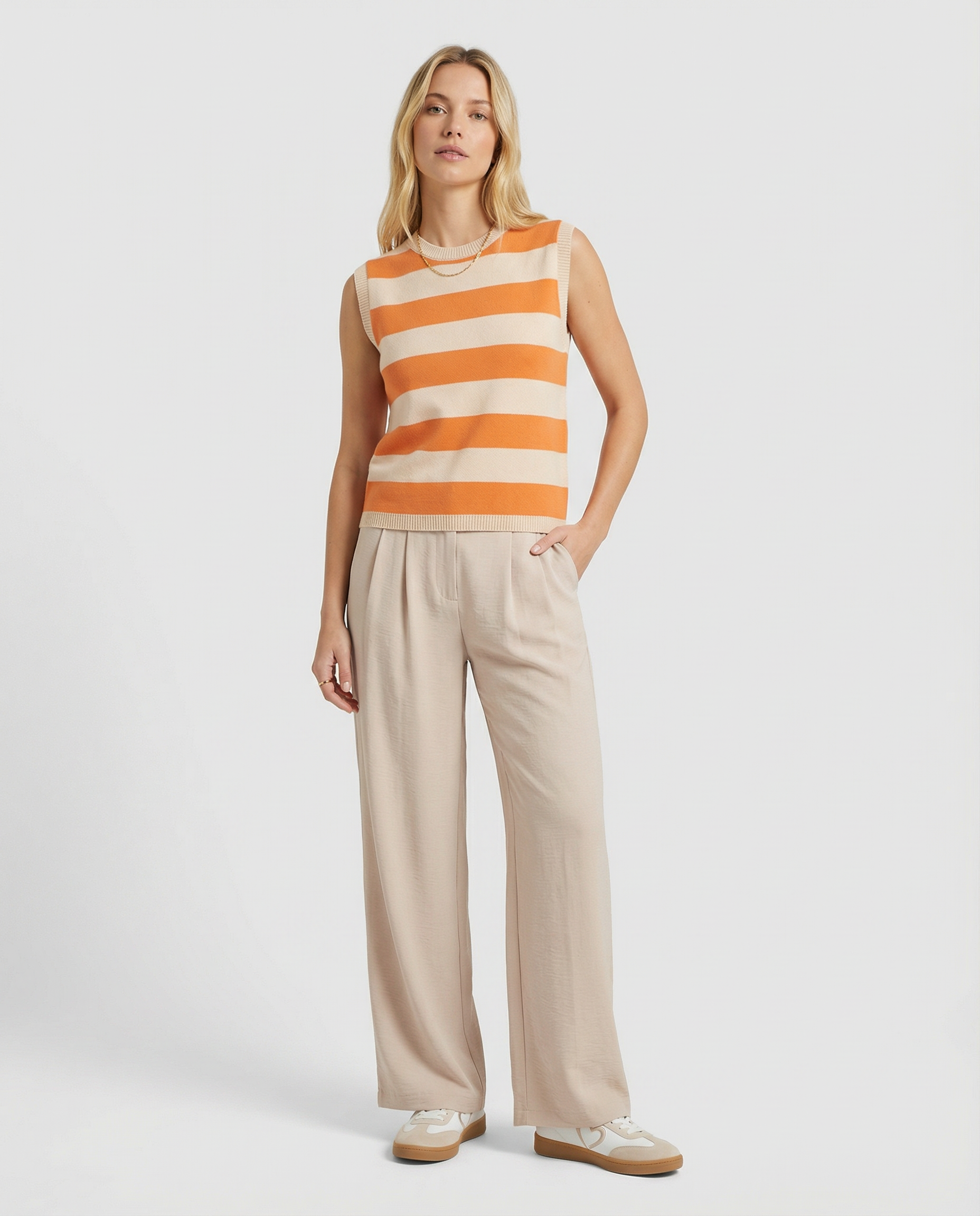 Långa, Vida Benbyxor Med Hög Midja Och Sidofickor För Kvinnor