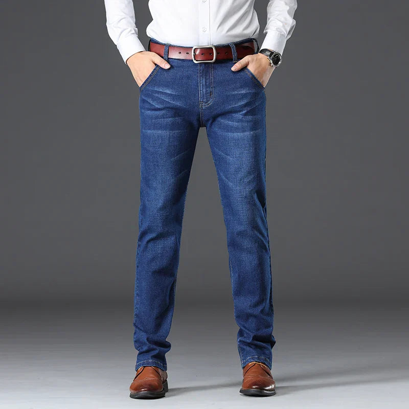 Herr Stretch Denimstil Jeans Klassisk Passform