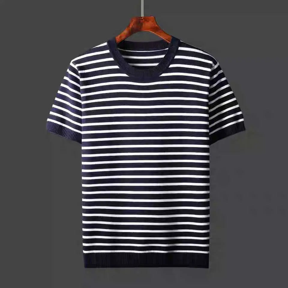 Randig T-Shirt För Män Lätt, Avslappnad Passform
