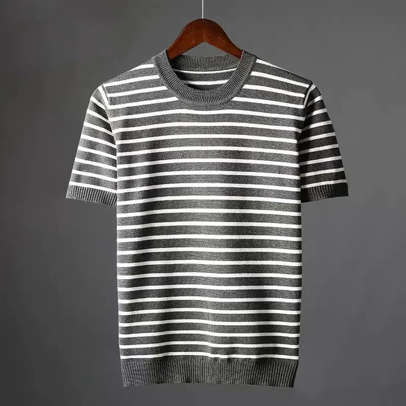 Randig T-Shirt För Män Lätt, Avslappnad Passform