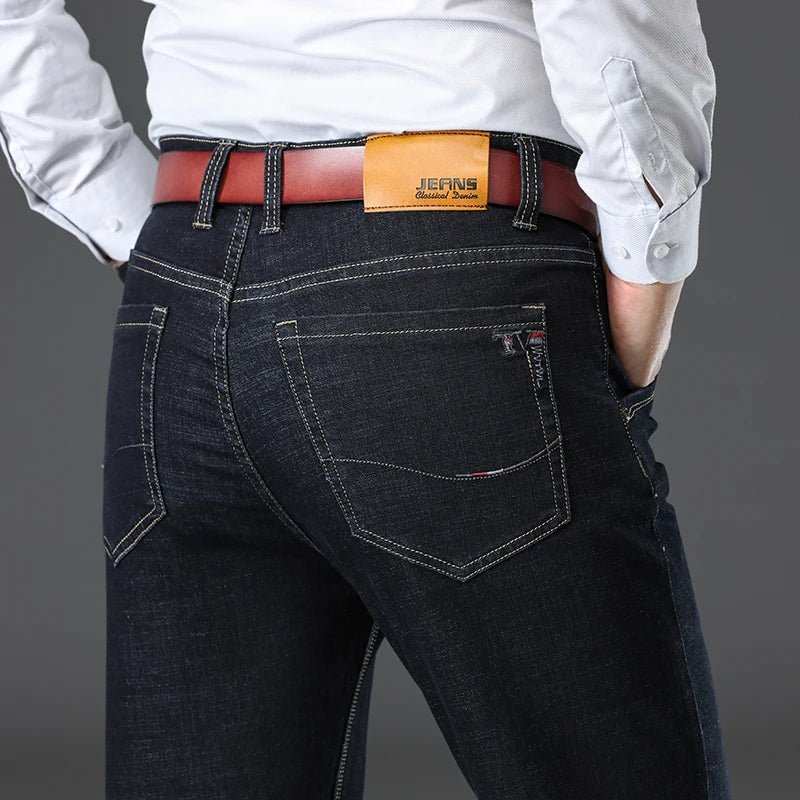 Herr Stretch Denimstil Jeans Klassisk Passform