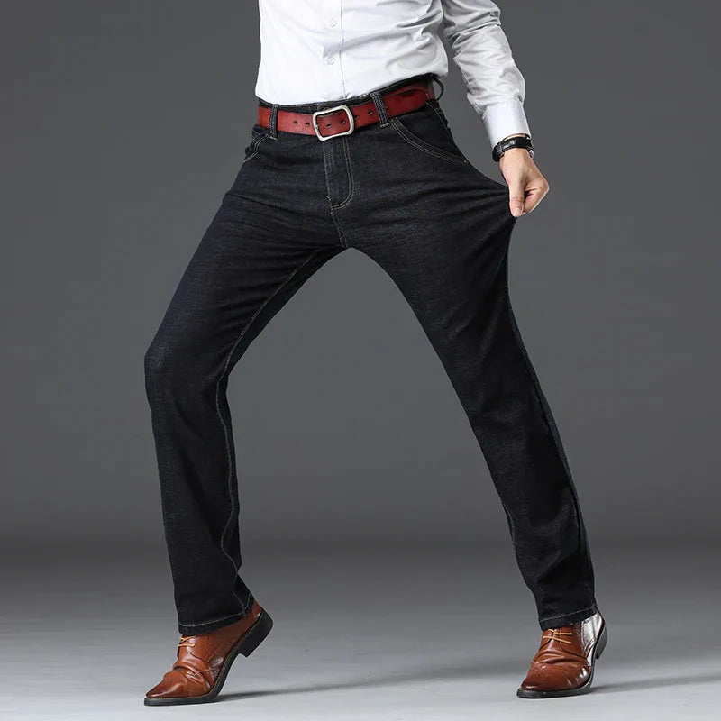 Herr Stretch Denimstil Jeans Klassisk Passform