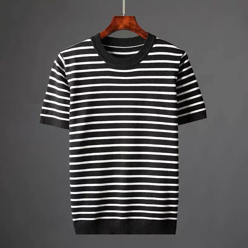 Randig T-Shirt För Män Lätt, Avslappnad Passform