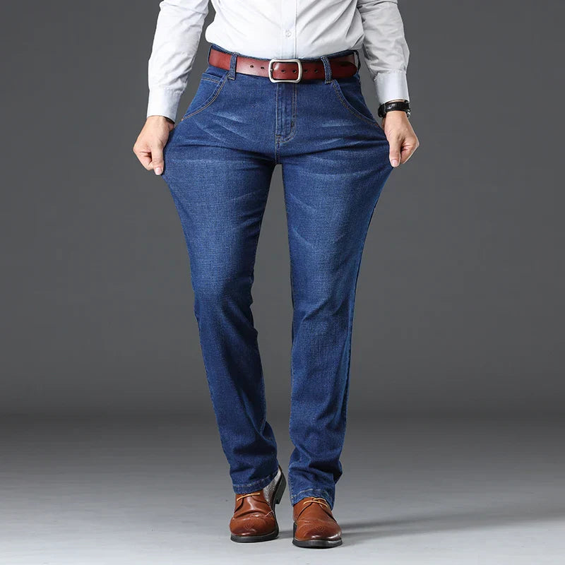 Herr Stretch Denimstil Jeans Klassisk Passform