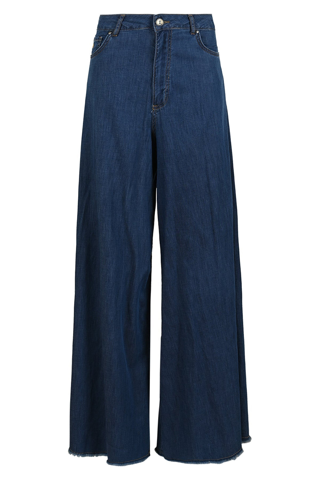 Damjeans Med 5 Fickor Och Vida Ben Och Fransad Fåll