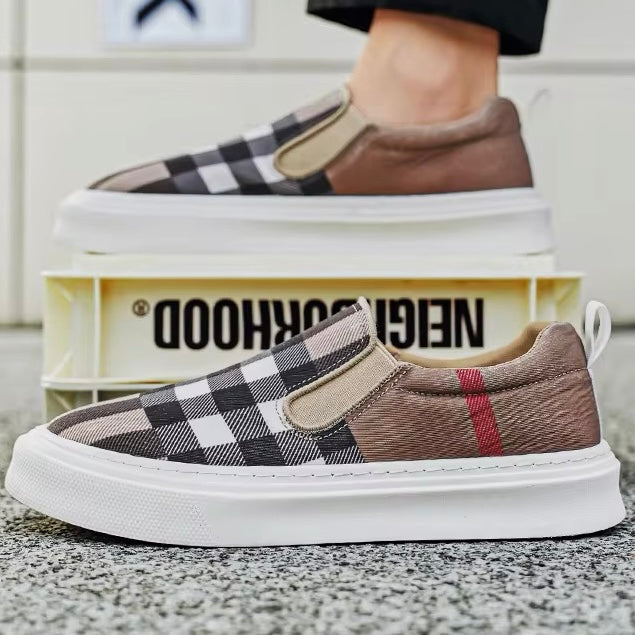 Slip-On Sneakers för Herr med Rutmönster och Vadderad Sula