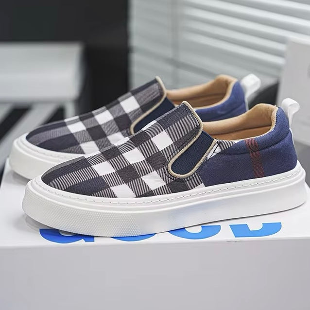 Slip-On Sneakers för Herr med Rutmönster och Vadderad Sula