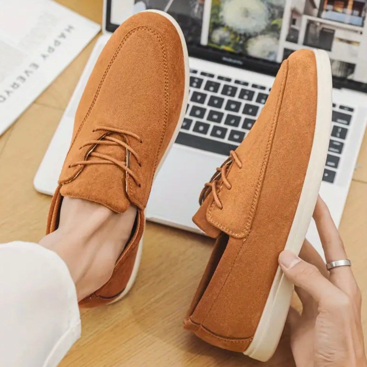Loafers för Herr i Konstmocka med Vadderad Innersula och Halkfri Sula