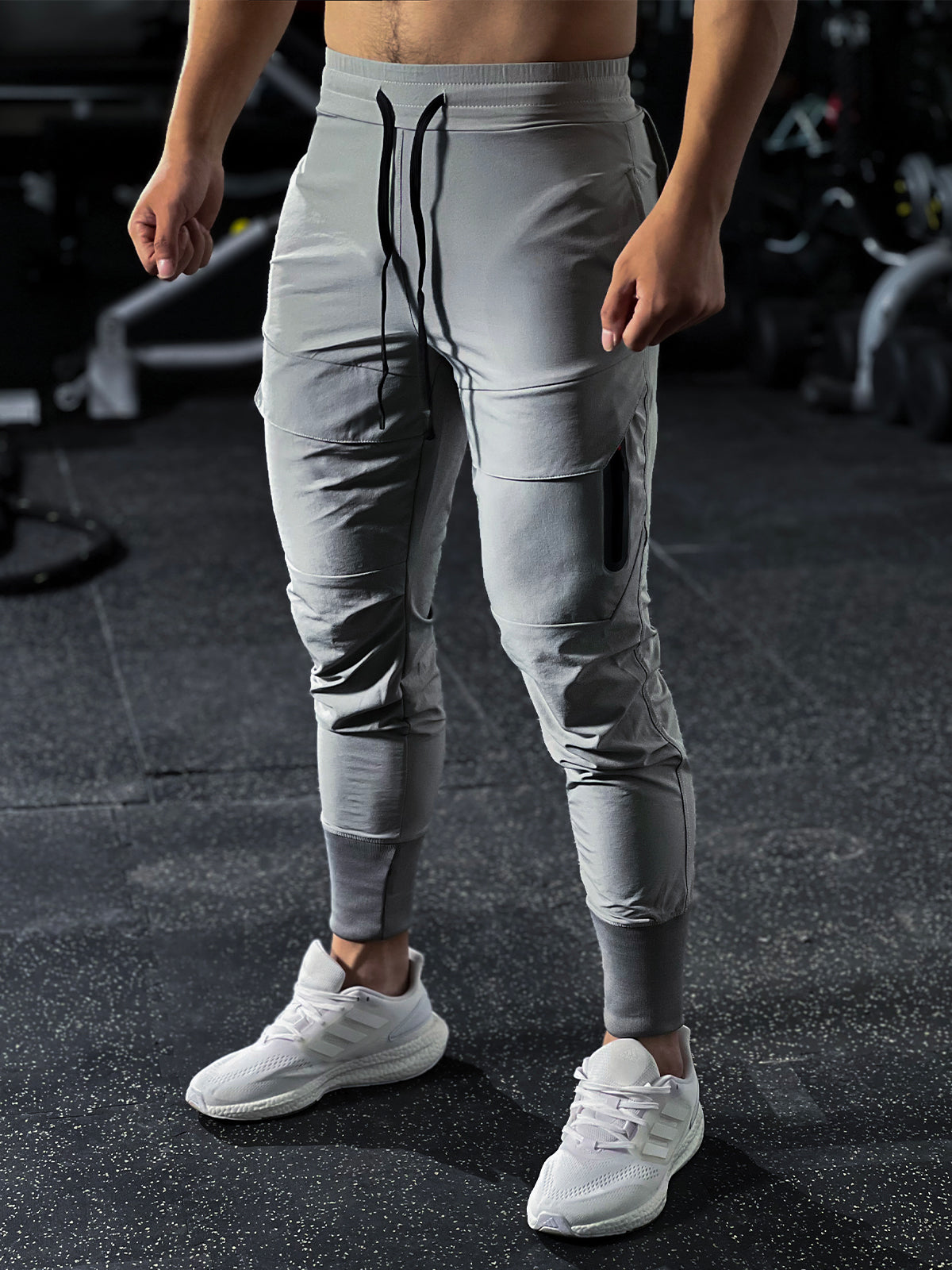 Herr Stretch Träningsbyxor med Elastisk Midja och Avsmalnande Ben