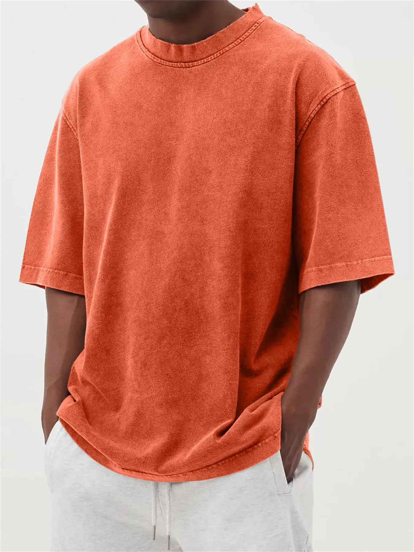 Herrtröja Med Överdimensionerad Tvätt Och Kortärmad Design